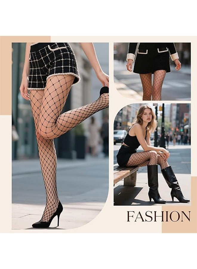 4Pcs Fishnet Stockings for Women, High Waist Tights Fishnet Stockings, Black Thigh High Pantyhose, One Size Fit All - Image 5